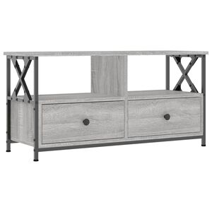 vidaXL Meuble TV sonoma gris 90x33x45 cm bois d'ing&eacute;nierie et fer
