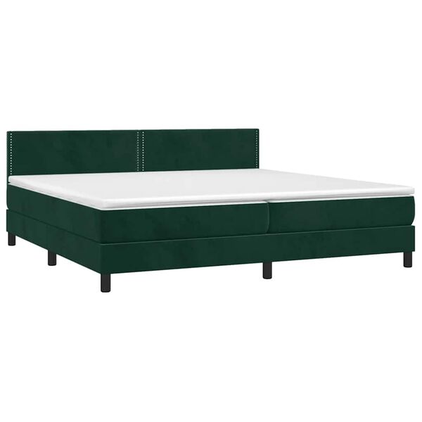 vidaXL Sommier &agrave; lattes de lit et matelas Vert fonc&eacute; 200x200cm Velours