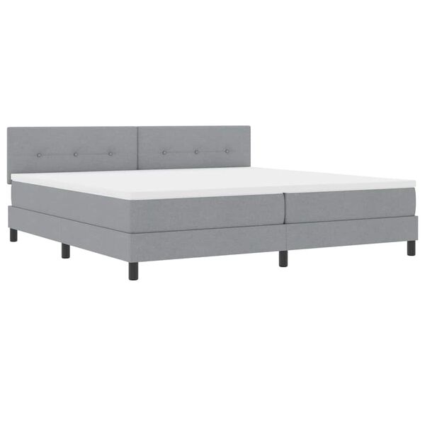 vidaXL Lit &agrave; ressorts avec matelas Gris clair 200 x 200 cm tissu