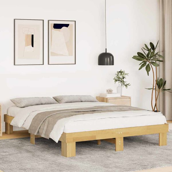 vidaXL Cadre de lit sans matelas 160x200 cm bois massif de ch&ecirc;ne