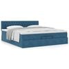 vidaXL Cadre de lit ottoman avec matelas bleu fonc&eacute; 200x200 cm velours