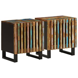 vidaXL Tables de chevet 2 pcs 40x34x46 cm bois massif de r&eacute;cup&eacute;ration