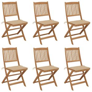 vidaXL Chaises pliantes 6 pi&egrave;ces avec coussins en bois d'acacia massif