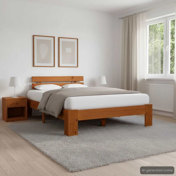 vidaXL Cadre de lit sans matelas marron miel 120x200 cm pin massif