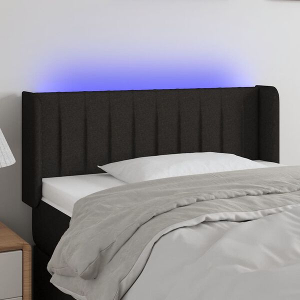 vidaXL T&ecirc;te de lit &agrave; LED Noir 93x16x78/88 cm Tissu