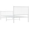 vidaXL Cadre de lit m&eacute;tal sans matelas avec pied de lit blanc 90x200cm