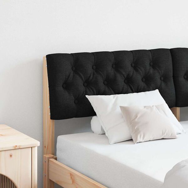 vidaXL T&ecirc;te de lit capitonn&eacute;e Noir 140 cm Pin massif