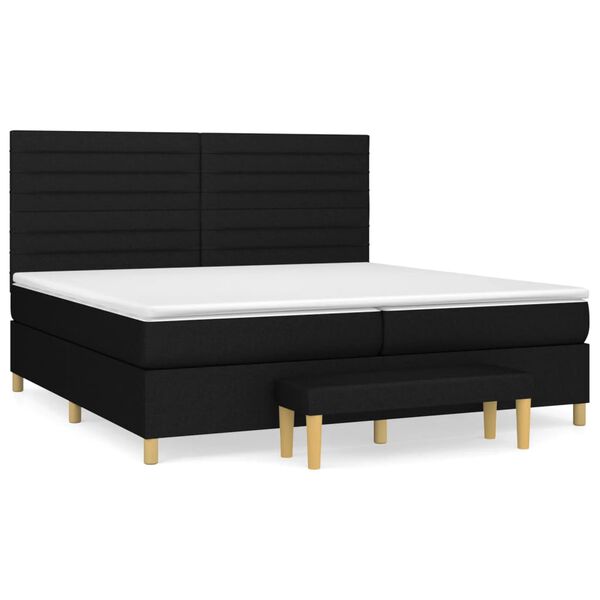 vidaXL Sommier &agrave; lattes de lit avec matelas Noir 200x200 cm Tissu