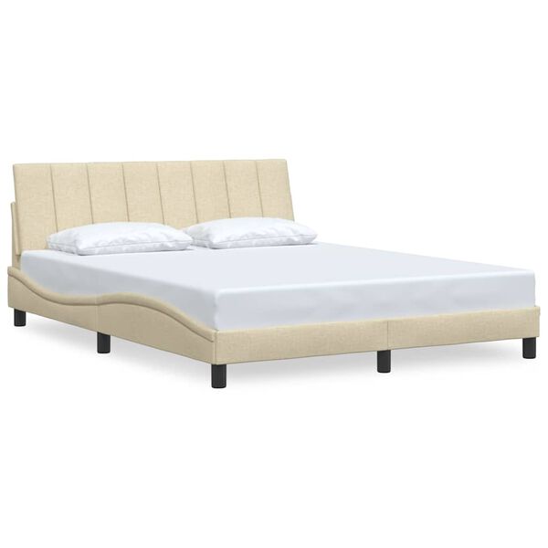 vidaXL Cadre de lit sans matelas Hanko cr&egrave;me 160x200 cm tissu