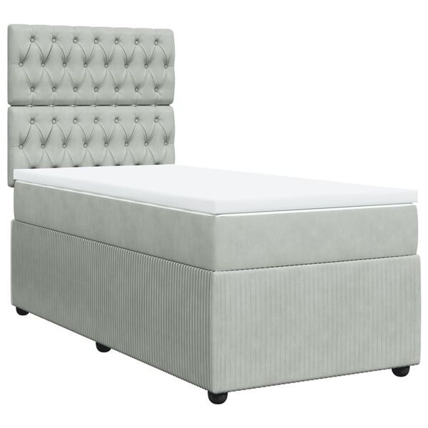 vidaXL Sommier &agrave; lattes de lit et matelas Gris clair 100x200cm Velours