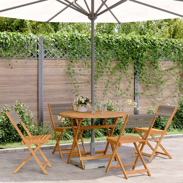 vidaXL Ensemble &agrave; manger de jardin 5pcs gris polypropyl&egrave;ne bois massif