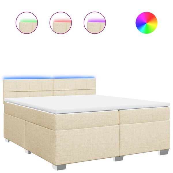 vidaXL Sommier &agrave; lattes de lit avec matelas Cr&egrave;me 200x200 cm Tissu