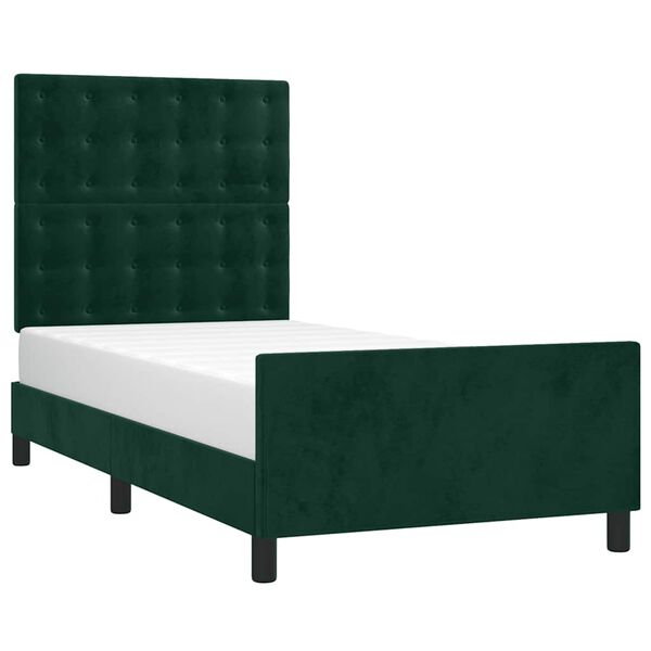 vidaXL Cadre de lit sans matelas vert fonc&eacute; 90x200 cm velours