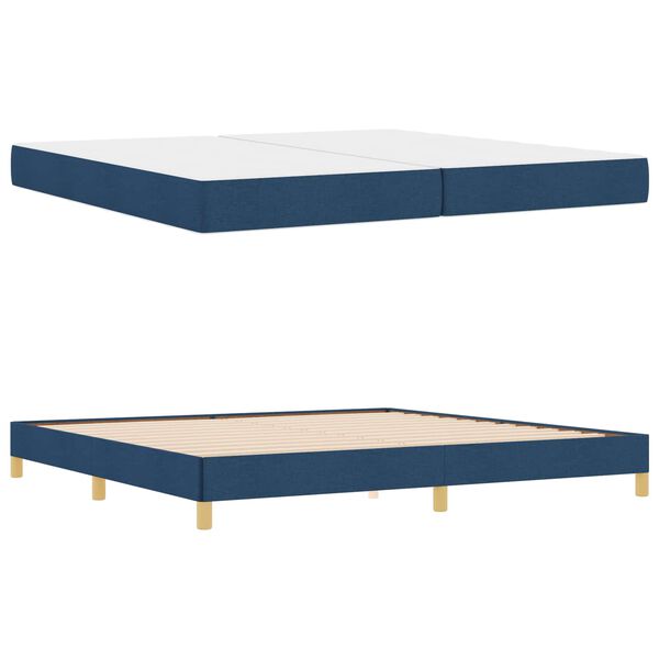 vidaXL Lit &agrave; ressorts avec matelas Bleu 200 x 200 cm tissu