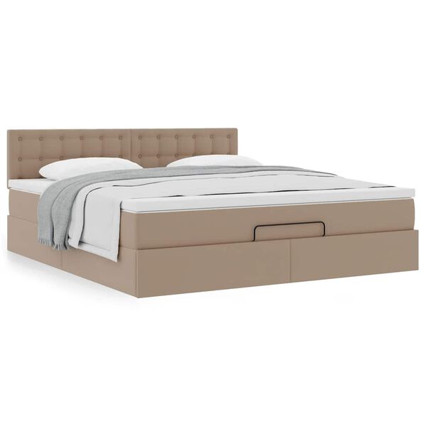 VidaXL Cadre de lit ottoman et matelas cappuccino 160x200cm similicuir