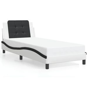 vidaXL Cadre de lit sans matelas Zadar blanc et noir 100x200 cm similicuir