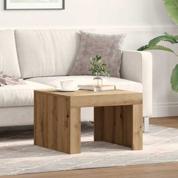 vidaXL Table basse Ch&ecirc;ne artisanal 50 x 50 x 35 cm Bois d'ing&eacute;nierie