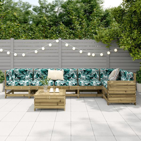 vidaXL Salon de jardin 7 pcs bois de pin impr&eacute;gn&eacute;