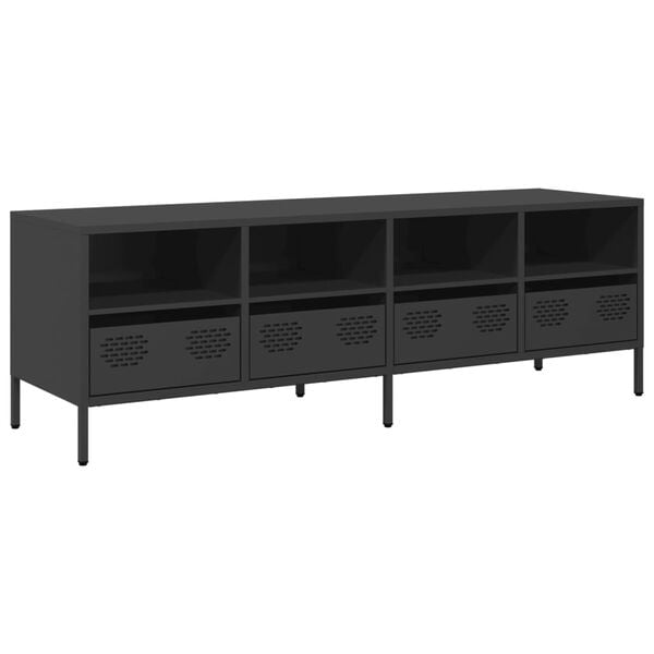 vidaXL Meuble TV noir 135x39x43,5 cm acier lamin&eacute; &agrave; froid