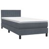 vidaXL Sommier &agrave; lattes de lit et matelas gris fonc&eacute; 80x220 cm velours