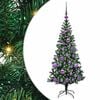 vidaXL Sapin de No&euml;l artificiel pr&eacute;-&eacute;clair&eacute; Vert 120 cm PVC et m&eacute;tal