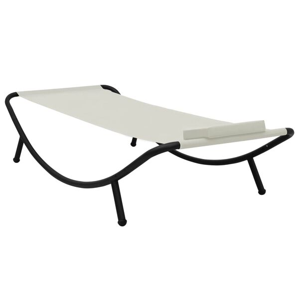 vidaXL Lit de jardin cr&egrave;me 200x90 cm acier