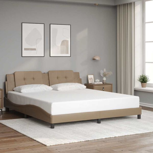 vidaXL Cadre de lit sans matelas Zadar cappuccino 180x200 cm similicuir
