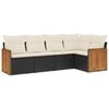vidaXL Salon de jardin 5 pcs avec coussins noir r&eacute;sine tress&eacute;e