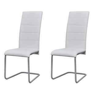 vidaXL Chaises &agrave; manger cantilever lot de 2 blanc similicuir
