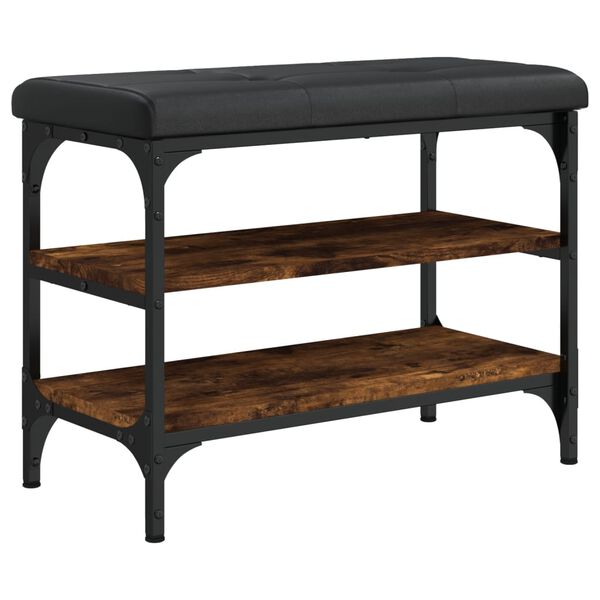 vidaXL Banc &agrave; chaussures ch&ecirc;ne fum&eacute; 62x32x47 cm bois d'ing&eacute;nierie