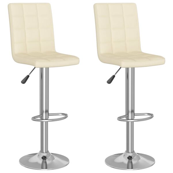 vidaXL Tabourets de bar lot de 2 cr&egrave;me tissu