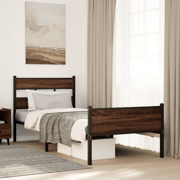 vidaXL Cadre de lit sans matelas ch&ecirc;ne marron 100x200 cm