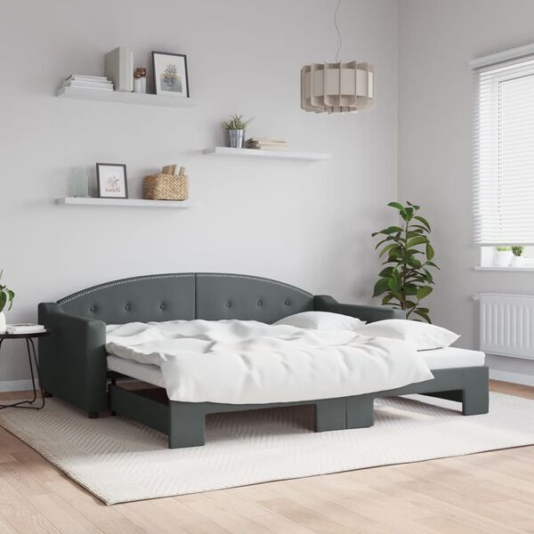 vidaXL Lit de jour avec gigogne sans matelas gris foncé 90x190 cm
