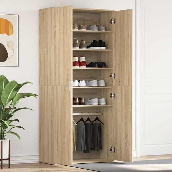 vidaXL Cabinet &agrave; chaussures avec &eacute;tag&egrave;re Ch&ecirc;ne Sonoma 80 x 39 x 178 cm