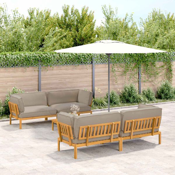 vidaXL Ensemble de Canap&eacute;s Uni 5 pcs Taupe Bois d'Acacia Massif