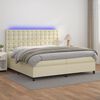 vidaXL Sommier &agrave; lattes de lit avec matelas et LED Cr&egrave;me 200x200 cm