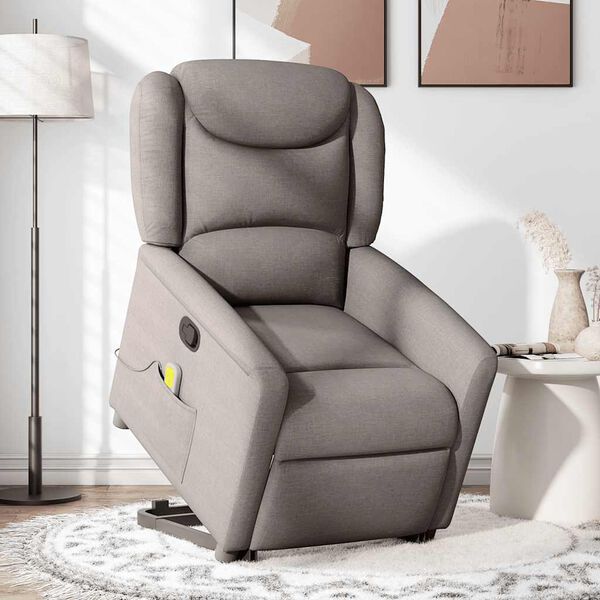 vidaXL Fauteuil inclinable de massage Taupe Tissu