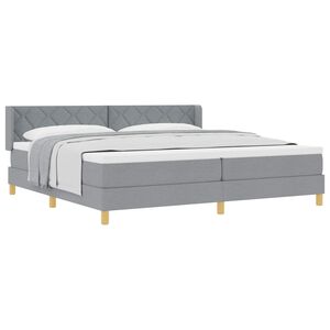 vidaXL Lit &agrave; Ressorts avec matelas Gris clair 200 x 200 cm tissu