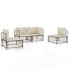 vidaXL Salon de jardin 4 pcs avec coussins anthracite r&eacute;sine tress&eacute;e