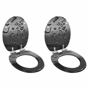 vidaXL lot de 2 Si&egrave;ge WC MDF Couvercle fermeture douceur Goutte d'eau