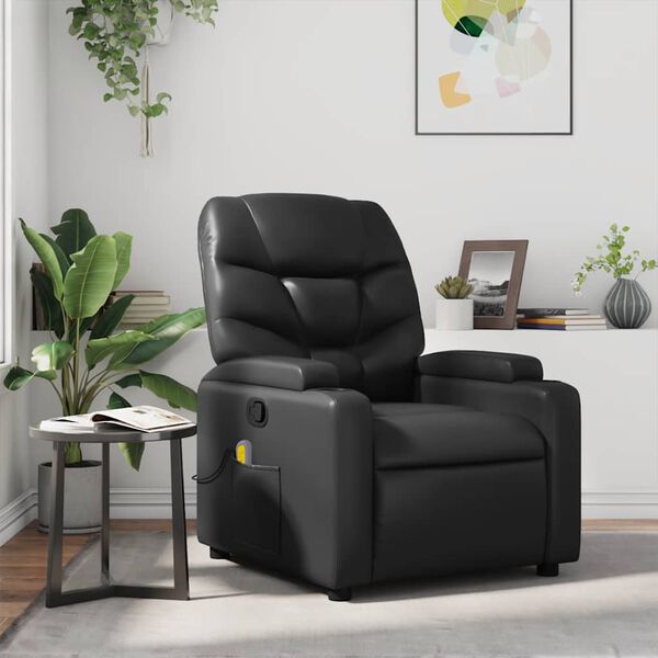 vidaXL Fauteuil de massage inclinable Noir Similicuir