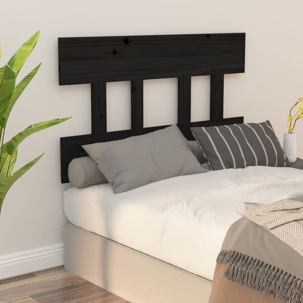 vidaXL T&ecirc;te de lit Noir 103,5x3x81 cm Bois massif de pin