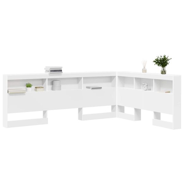 vidaXL T&ecirc;te de lit de rangement Blanc 140 cm Bois d'ing&eacute;nierie