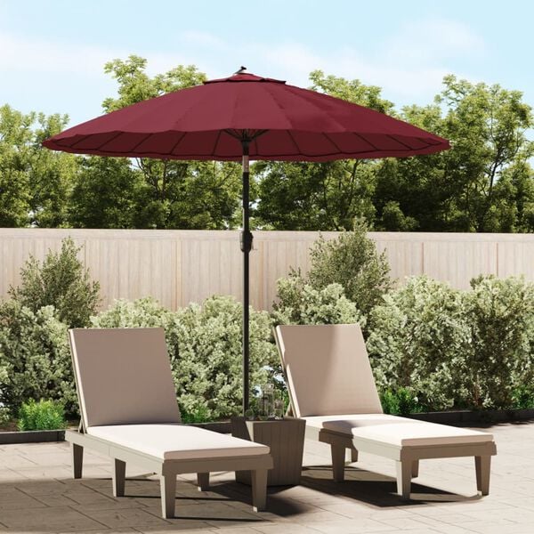 vidaXL Parasol d'ext&eacute;rieur avec m&acirc;t en aluminium 270 cm rouge bordeaux