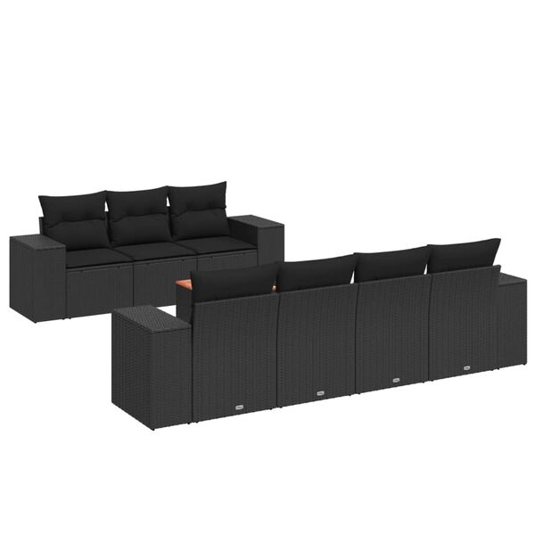 vidaXL Salon de jardin 8 pcs avec coussins noir r&eacute;sine tress&eacute;e