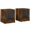 vidaXL Tables de chevet et portes vitr&eacute;es 2 pcs ch&ecirc;ne fum&eacute; 35x37x42 cm