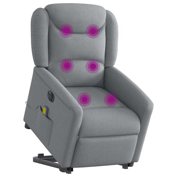 vidaXL Fauteuil inclinable de massage &eacute;lectrique Gris clair Tissu