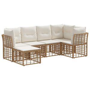 vidaXL Ensemble de canap&eacute;s d'ext&eacute;rieur 6 pcs Naturel Polyester