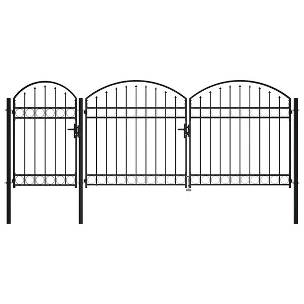 vidaXL Portail de clôture de jardin avec sommet en arc Gris 4 x 1,25 m