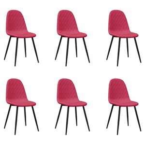 vidaXL Chaises &agrave; manger lot de 6 rouge bordeaux velours